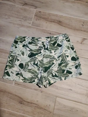 Pantalones Cortos Saint Tropez West Tropical Lino Algodón Verde Estampado Hoja de Palma Talla 8 Foto 1 de 4