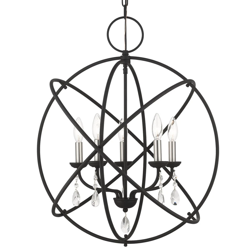Livex Lighting 40905 Aria 5 Light 24"w Crystal Chandelier - Black