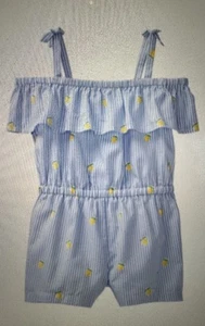 Pagliaccetto Janie And Jack bambina taglia 8 blu bianco a righe limone nuovo con etichetta Sun Day Best - Foto 1 di 5