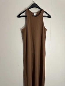 H&M ärmelloses Kleid braun Stretch Rasiermesserrücken XS 100% Baumwolle Neu mit Etikett - Bild 1 von 13