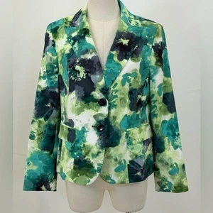 Kasper Floral Blazer Two Button Notch Lapel Multicolor Petite 10P - Picture 1 of 8