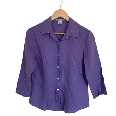 Jillian Jones Button Front Linen Top in Purple Size Small - Image 1 of 4