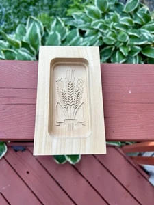 Wheat cookie mold butter mold Wall Plaque Switzerland carved wood - Picture 1 of 5