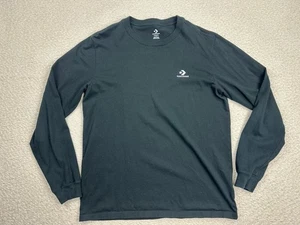 Converse Mens T Shirt Size Medium Long Sleeve Black Logo Cotton Gender Free - Picture 1 of 6