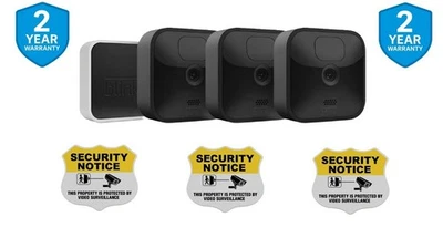 Blink Home Security Outdoor 3 Camera System + Sync Module + CCTV Stickers - Image 1 of 4