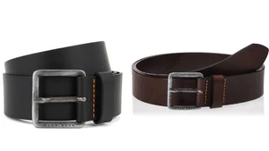 Cinturón de cuero negro H.Boss Jeeko con costuras exclusivas (negro/marrón) - Imagen 1 de 16