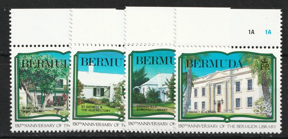 Bermudas 1989 Sc# 576-79, 150 de la Biblioteca de Bermudas. Juego de sellos MNH Cv$6,75 Foto 1 de 1