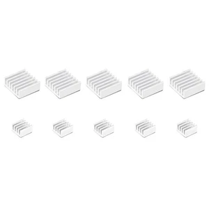 Silver Tone Sticky Aluminum Heatsink for ,14x14x6mm,9x9x3mm,5 Set Total 10pcs - Zdjęcie 1 z 3