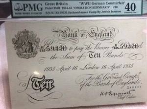 PMG Graded Counterfeit 10-pound note WWII German Operation Bernhard EF-40 - Picture 1 of 5