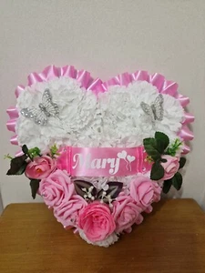 Corona personalizzata mamma funerale fiore cuore angelo floreale bambino ricordo omaggio - Foto 1 di 2