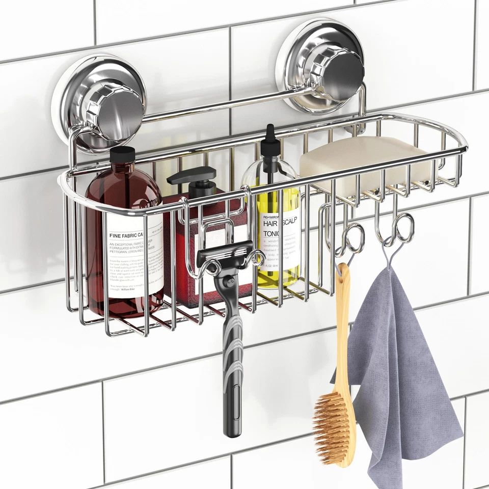 Hf6 Powerful Vacuum Suction Cup Shower Caddy Basket for Shampoo Combo Organizer