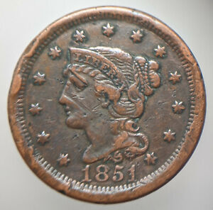 United States 1 Cent 1851 Copper Coin - Liberty