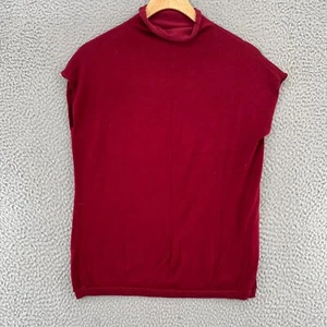Banana Republic Sweater Women Large Red Silk Blend Turtleneck Sleeveless Stretch - Picture 1 of 11