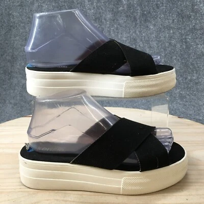 Kensie Sandals Womens 6.5 M Rone Slides Black Canvas Slip On Open Toe Comfort - Image 1 of 4