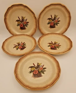 Vintage Mikasa Set Of 6 Whole Wheat Autumn Song E-8003 8" Flower Salad Plates - Picture 1 of 5