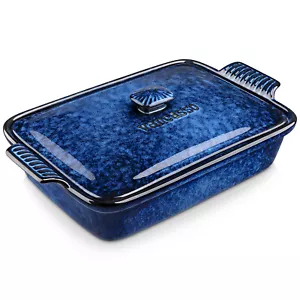 vancasso STARRY Casserole Pans Stoneware Casserole Dish With Lid Rectangle Blue - Picture 1 of 16