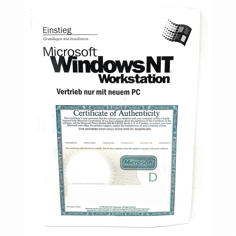 Microsoft Windows NT Workstation 4.0 CD Lizenz Originalverpackung Deutsch - Bild 1 von 2