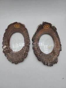 Set of 2 Vintage Live Edge Walnut Oval Frames - Picture 1 of 11