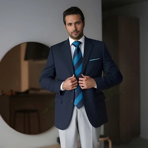S&W SHLAX&WING Cravatta Uomo Blu Profondo Righe Cerulee Cravatte per Tuta 63" - Foto 1 di 16