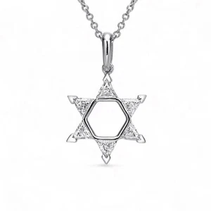 Exquisite 0.57 CT Diamond Star of David Pendant MD-7 for Woman by Baroness - Picture 1 of 3