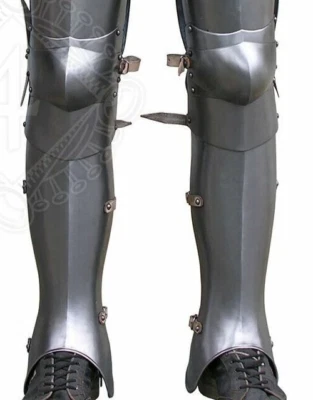 Armadura de pierna medieval placa gótica patas de colección caballero cruzado acero Foto 1 de 4
