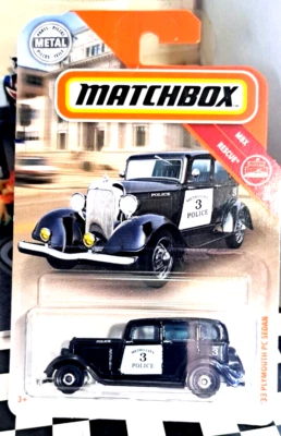 2019 Matchbox MBX Rescue ’33 Plymouth PC Sedan Police Metal Mattel 18/20--45/100 - Image 1 of 4