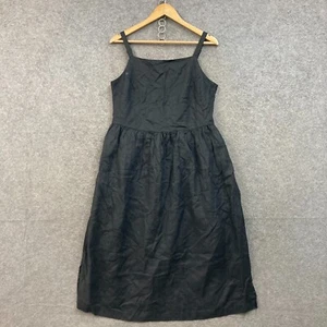 Gorman Dress Womens 12 Black Linen Lined Sleeveless Shift Zip Square Neck 37028 - Picture 1 of 11
