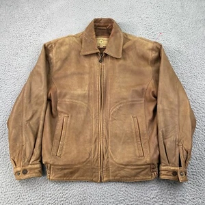 Boston Harbor Bomber Jacket Mens Medium Leather Light Brown Zip Lined* - Picture 1 of 17