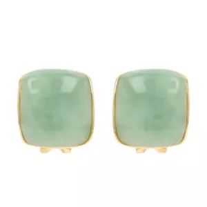 Orecchini A Perno Curvi Grandi In Giadeite Giallo Oro - 14k Perforati - Foto 1 di 8
