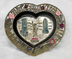Vintage 1950-60's "NEW YORK CITY" Metal Souvenir Ashtray/Trinket Dish - Picture 1 of 2