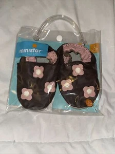 Mini Star Baby Soft Sole Brown/Pink Leather Shoes sz Large 12-18M - Picture 1 of 10