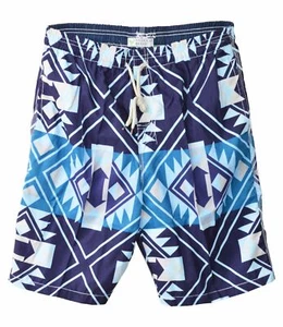 AMERICAN BREED MEN'S SWIM TRUNK SHORTS WESTERN PRINT NAVY TRUQUOISE SIZE X-LARGE - Picture 1 of 2