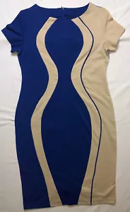 Women Hourglass Optical Illusion Short Sleeve Cocktail Work Pencil Bodycon Dress - Picture 1 of 9