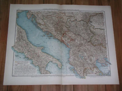 1899 ANTIQUE MAP OF CROATIA BOSNIA SERBIA / KOSOVO MONTENEGRO ALBANIA GREECE - Image 1 of 4