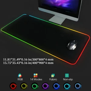 RGB Groß Gaming Maus Pad Wasserdicht LED Licht Computer Tastatur Mauspad - Bild 1 von 14