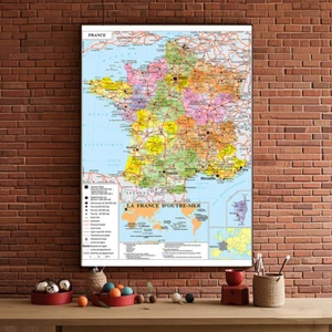 Mapa de pared de 16x23 pulgadas Francia impresión francesa gráfico de pared póster educativo 23x33 pulgadas - Imagen 1 de 14