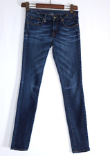 R13 Women's Size 27 Dark Blue Skinny Jeans Low-Rise Faded 5 Pocket Italian Denim