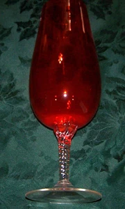 Beautiful Large Empoli Orange Glass MCM 14 Inch Tall Goblet/Vase - Picture 1 of 2
