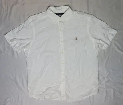 RALPH LAUREN POLO MENS SHIRT L CLASSIC FIT RL UNTUCKED WHITE SS BUTTON-DOWN PONY - Image 1 of 4