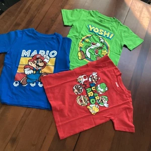 Lot Of 3 Boys NWOT Cotton Super Mario Toshiba Shirts 3T 5T Nintendo Trademarked - Picture 1 of 5