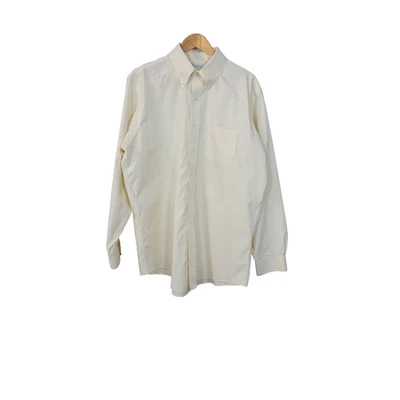 Camisa de vestir Brooks Brothers para hombre sin planchar con botones manga larga crema 17-34/35 Foto 1 de 4
