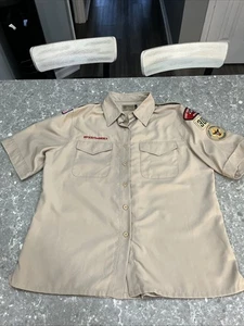 Boy Scouts of America BSA Women's Shirt Tan L Vented Poly Microfiber - Picture 1 of 6