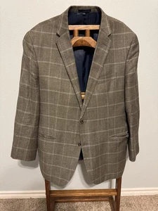 Jos. A. Bank 1905 Blazer Linen Wool Blend Plaid Sport Coat Men's 44 Reg Slim Fit - Picture 1 of 13