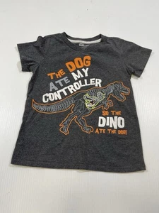 Epic Threads Boys Grey Cotton Blend Short Sleeve Dino Ate The Dog Tee Shirt 6 - Picture 1 of 5
