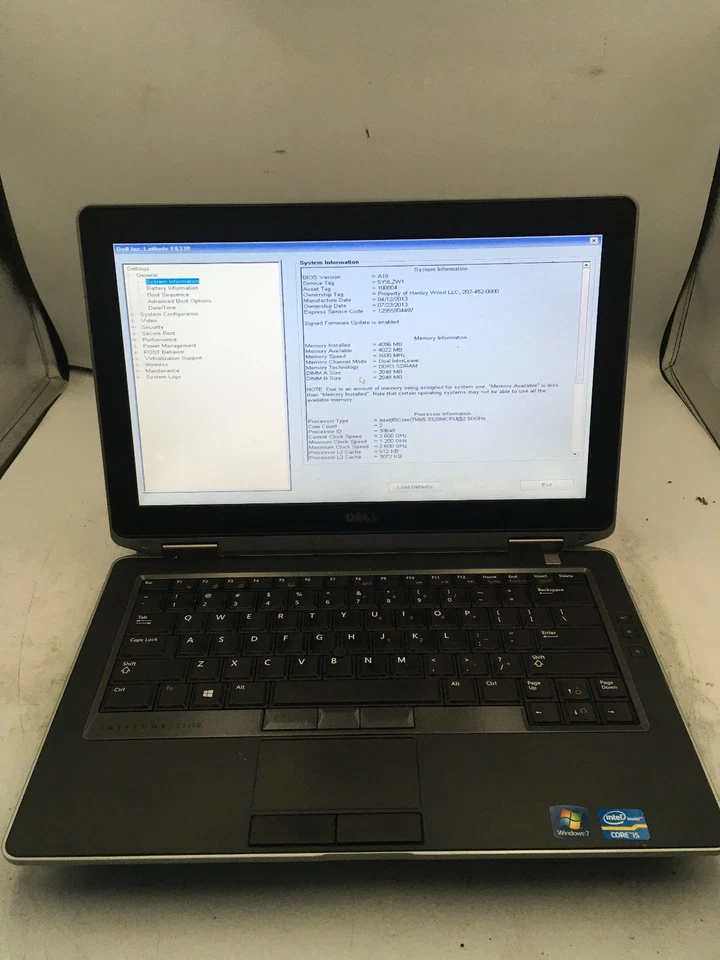 DELL LATITUDE E6330 - BOOTS TO BIOS - INTEL I5 3320M - 4GB RAM - READ DESCRIP-BB - Image 1 of 4