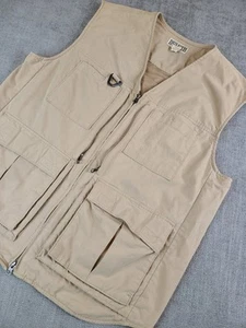 Duluth Trading Vest Men M Khaki Working Mans Vented Utility Pockets Surveyor UPF - Picture 1 of 6