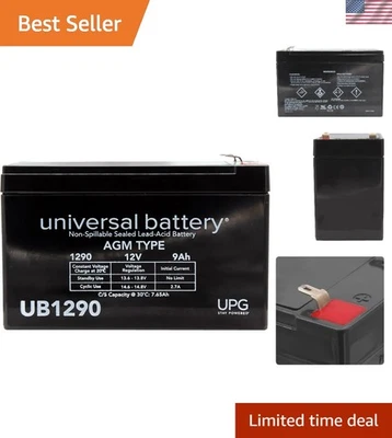 12V 9Ah Rechargeable SLA Battery - Lightweight, Sealed Lead Acid Power Source - Image 1 of 4
