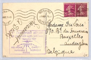FRANCE Air Mail Cover First Flight Nice-Belgium 1937 {samwells-covers}YZ239 - Picture 1 of 12