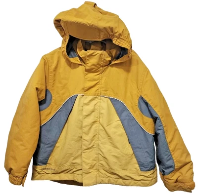 Chaqueta con Capucha Lands End Aislada Resistente al Agua Niños Grande 10-12 Amarillo/Gris Foto 1 de 4