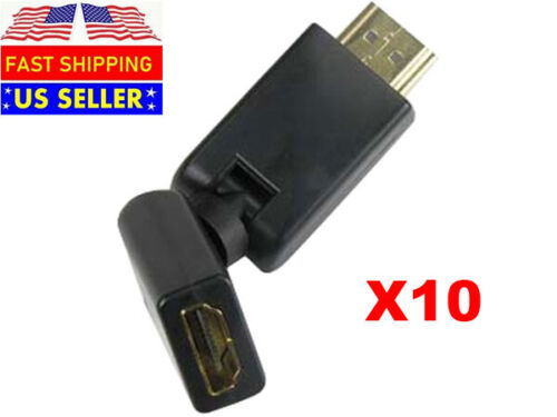 Lot of 10 Male to Female HDMI 180 Degree Swivel Adapter